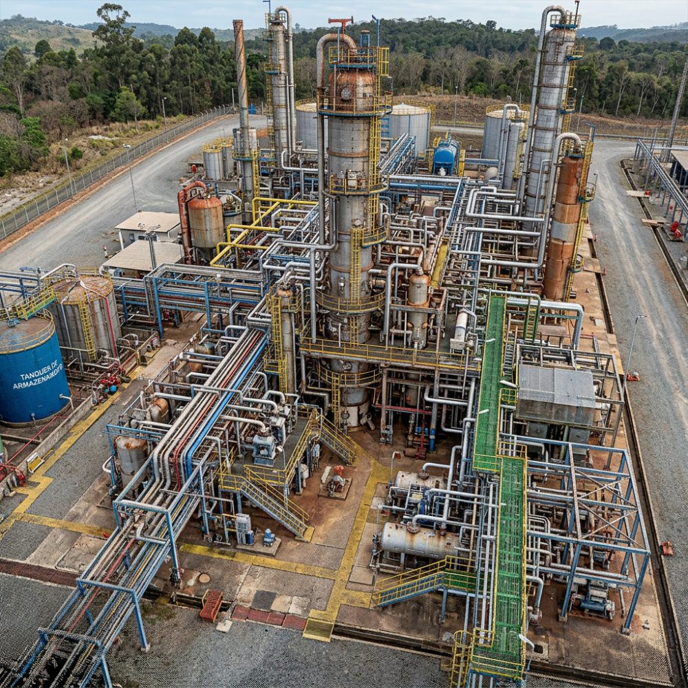 nuvem de pontos de planta industrial colorizada